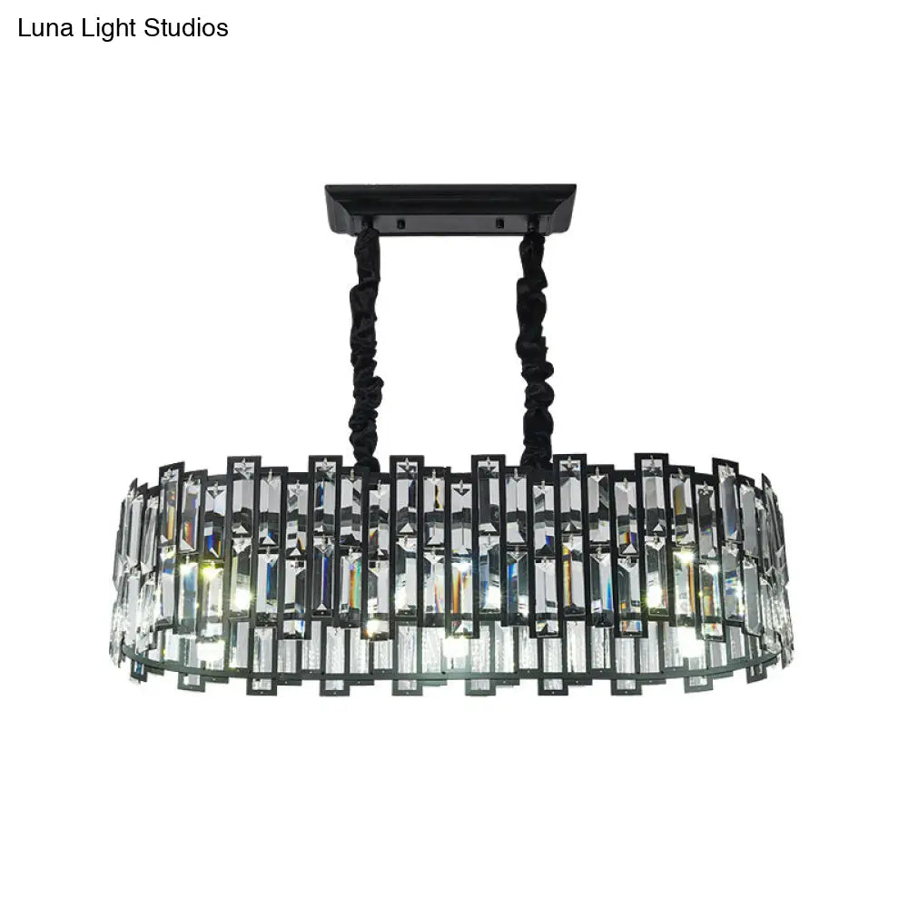 DecorBites™ Modern 6-Bulb Island Pendant Light with Crystal Block Shade and Black Finish