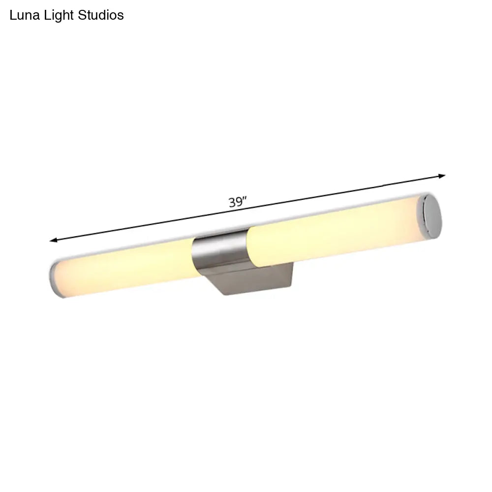 DecorBites™ Modern Acrylic Cylinder Vanity Wall Light - 16"/18" Silver LED Wall Mount - Warm/White Light
