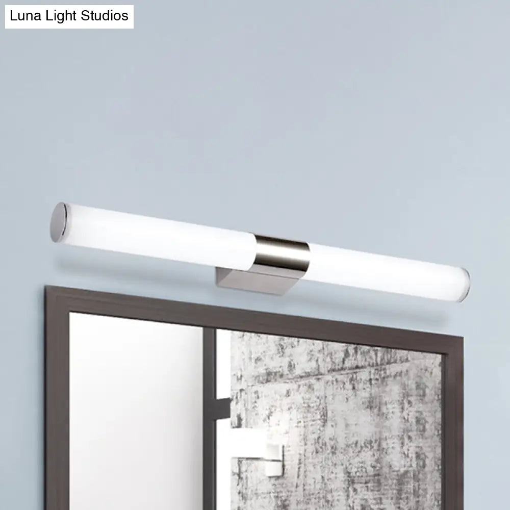 DecorBites™ Modern Acrylic Cylinder Vanity Wall Light - 16"/18" Silver LED Wall Mount - Warm/White Light