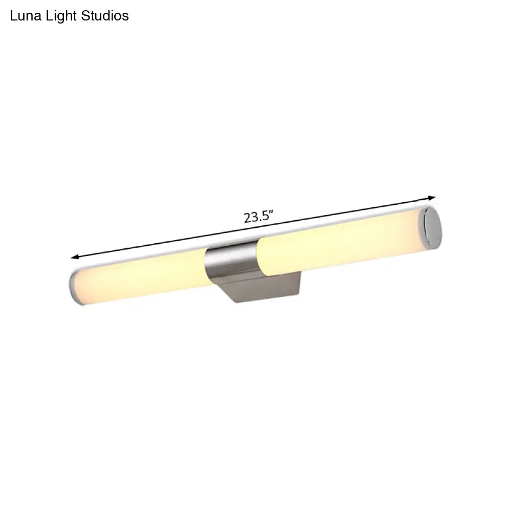 DecorBites™ Modern Acrylic Cylinder Vanity Wall Light - 16"/18" Silver LED Wall Mount - Warm/White Light