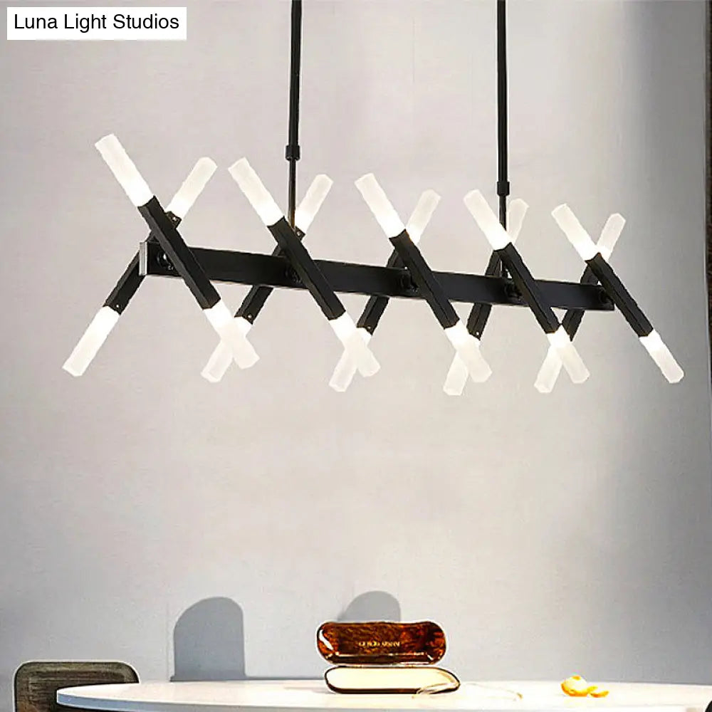 DecorBites™ Modern Acrylic Tube Island Pendant Light - 16/20 Lights - Black/White/Gold - Dining Room Ceiling Lighting