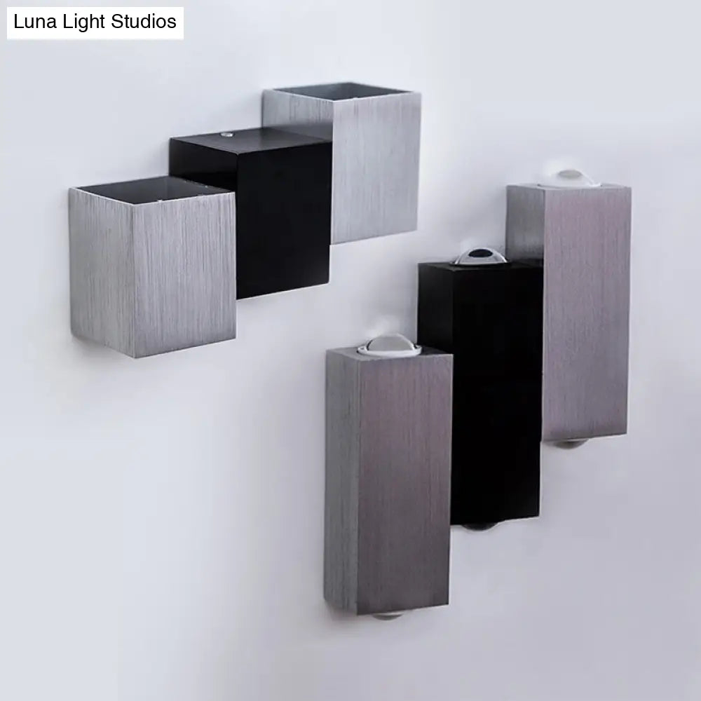 DecorBites™ Modern Aluminum LED Wall Sconce in Gray for Porch - Cubic Design, Warm/White Lighting