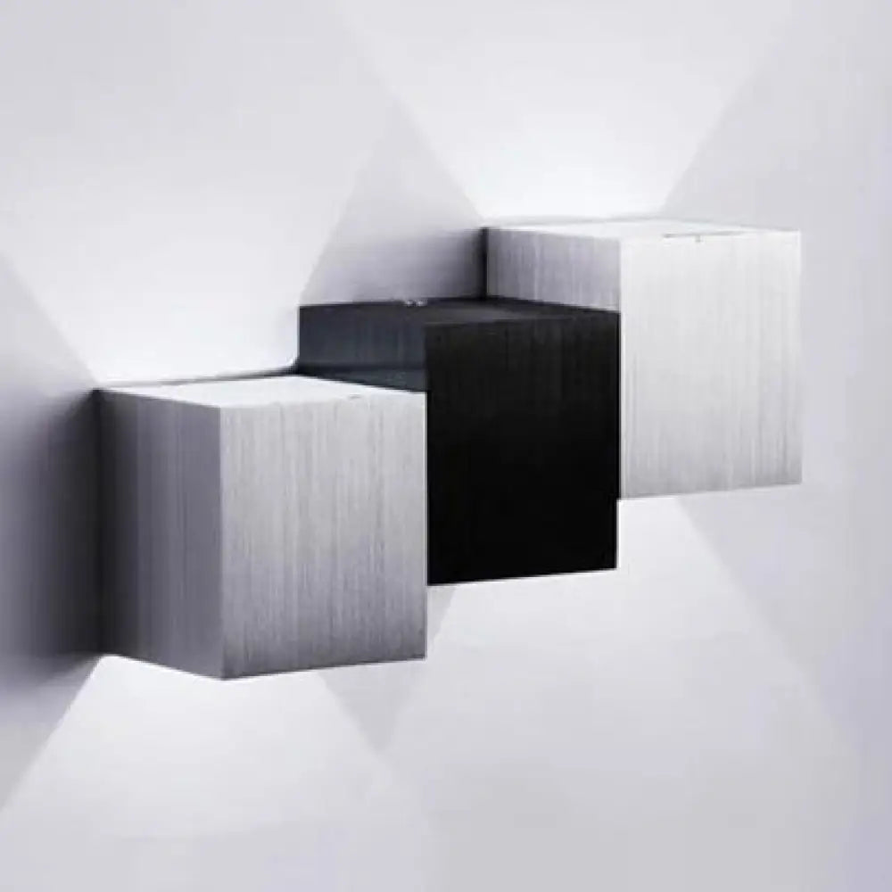 DecorBites™ Modern Aluminum LED Wall Sconce in Gray for Porch - Cubic Design, Warm/White Lighting