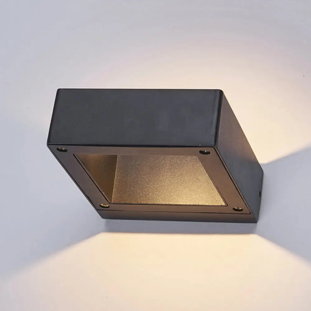 DecorBites™ Modern Aluminum LED Wall Sconce Light Fixture - Square Shade Design, Warm/White Light, Black Finish for Porch
