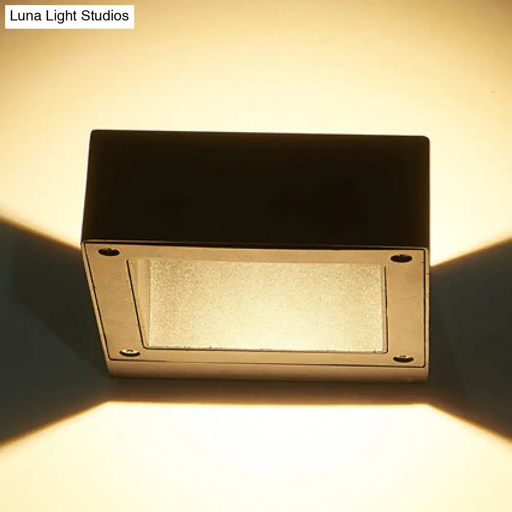 DecorBites™ Modern Aluminum LED Wall Sconce Light Fixture - Square Shade Design, Warm/White Light, Black Finish for Porch