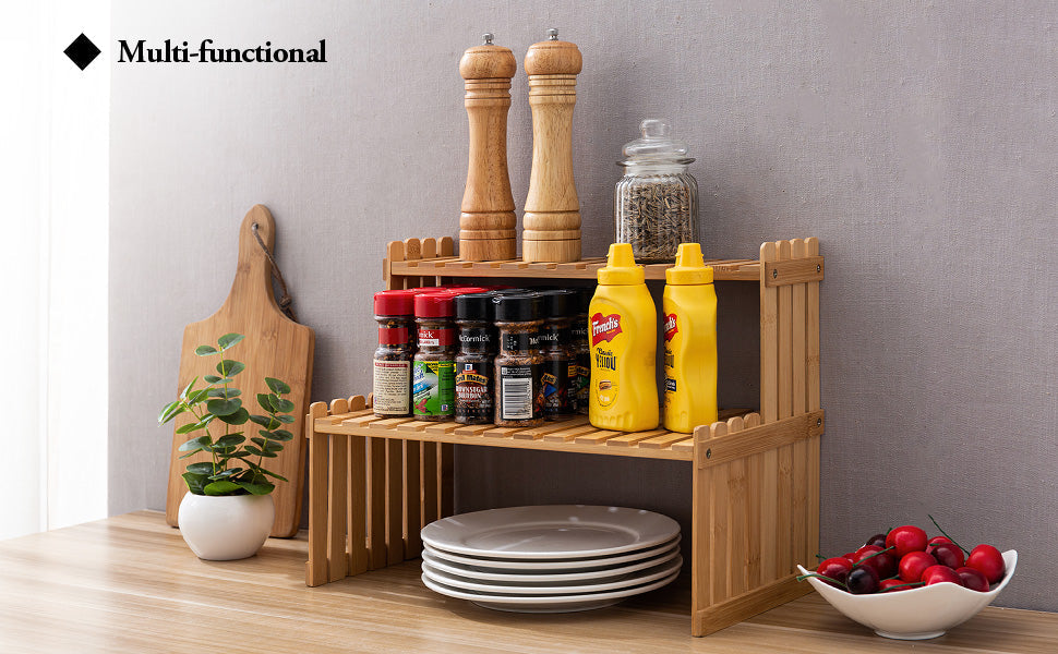 DecorBites™ Modern Bamboo 2-Tier Plant Display Stand