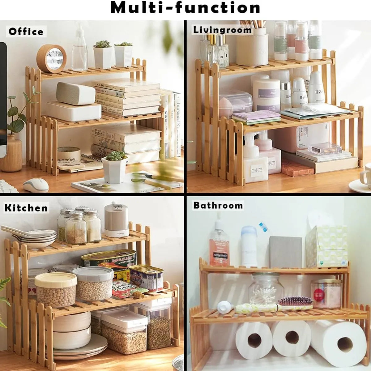 DecorBites™ Modern Bamboo 2-Tier Plant Display Stand