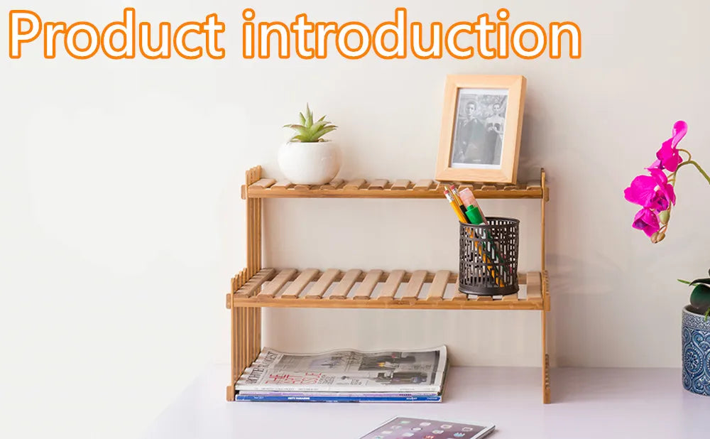 DecorBites™ Modern Bamboo 2-Tier Plant Display Stand