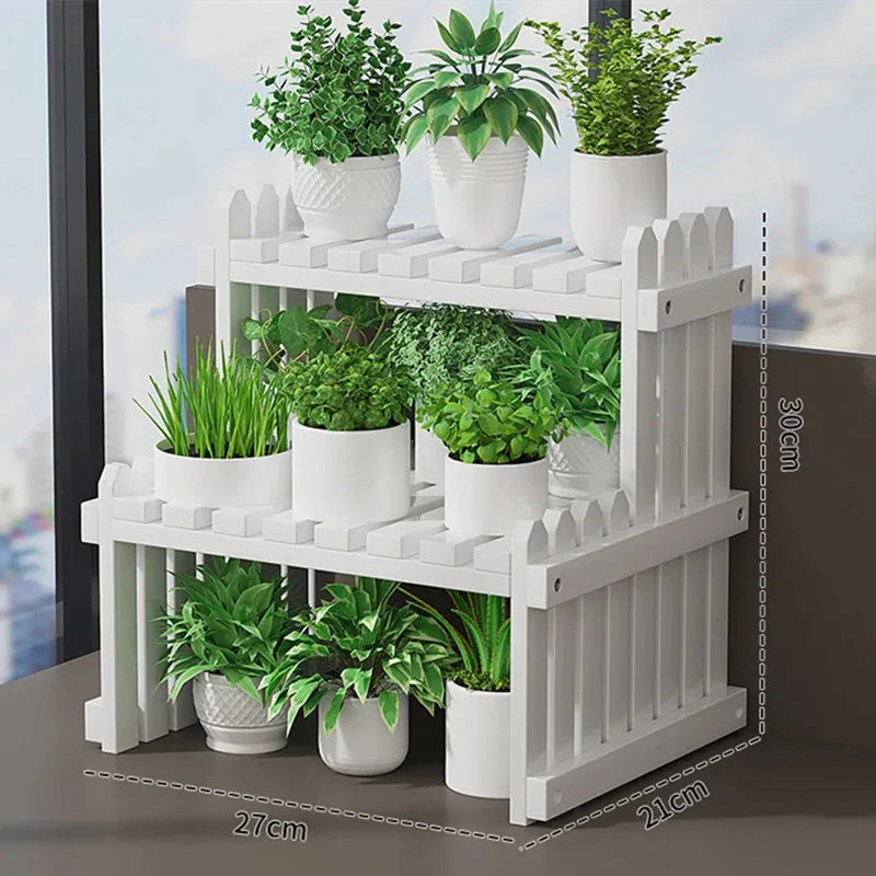 DecorBites™ Modern Bamboo 2-Tier Plant Display Stand