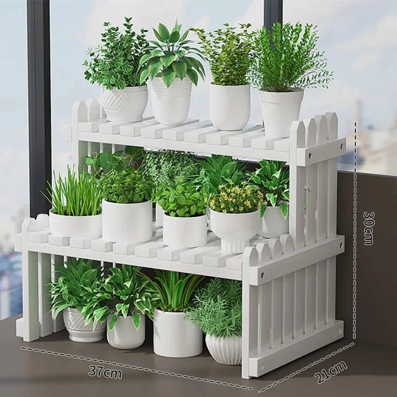 DecorBites™ Modern Bamboo 2-Tier Plant Display Stand