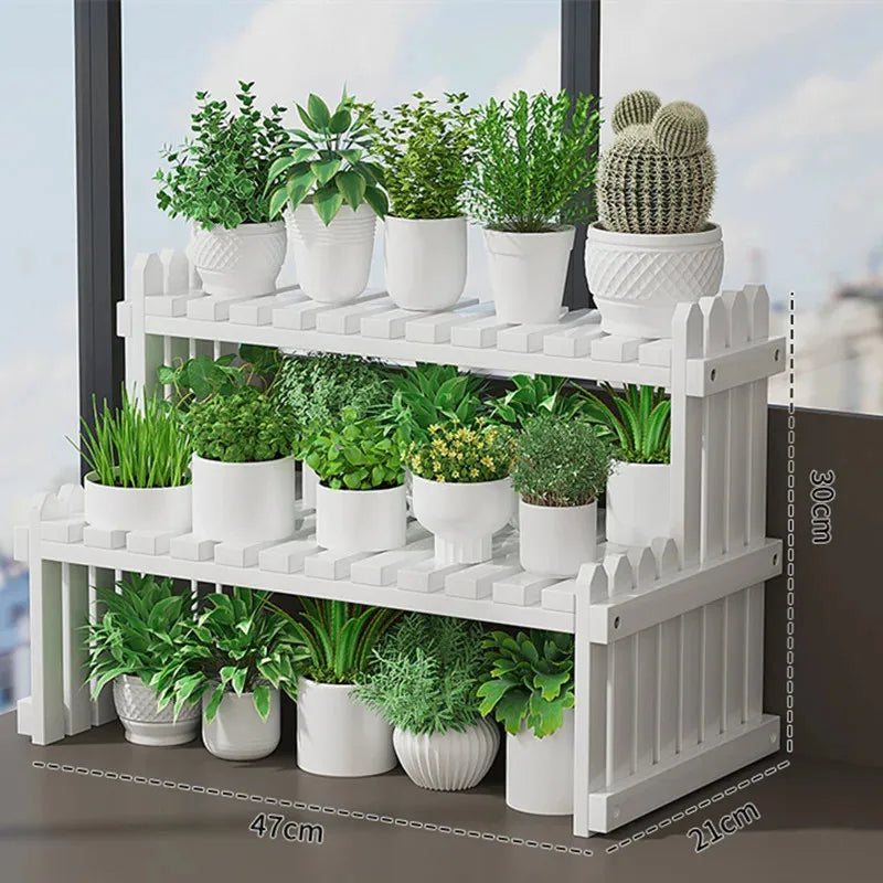 DecorBites™ Modern Bamboo 2-Tier Plant Display Stand