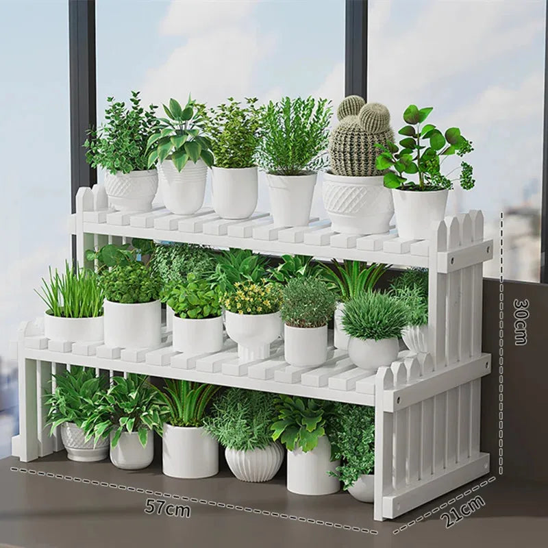 DecorBites™ Modern Bamboo 2-Tier Plant Display Stand