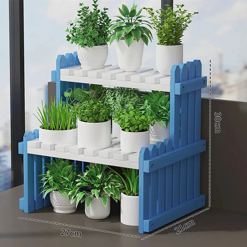 DecorBites™ Modern Bamboo 2-Tier Plant Display Stand