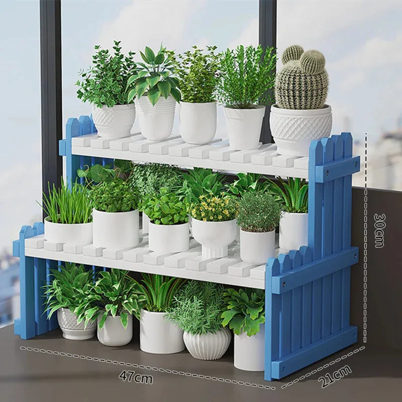 DecorBites™ Modern Bamboo 2-Tier Plant Display Stand