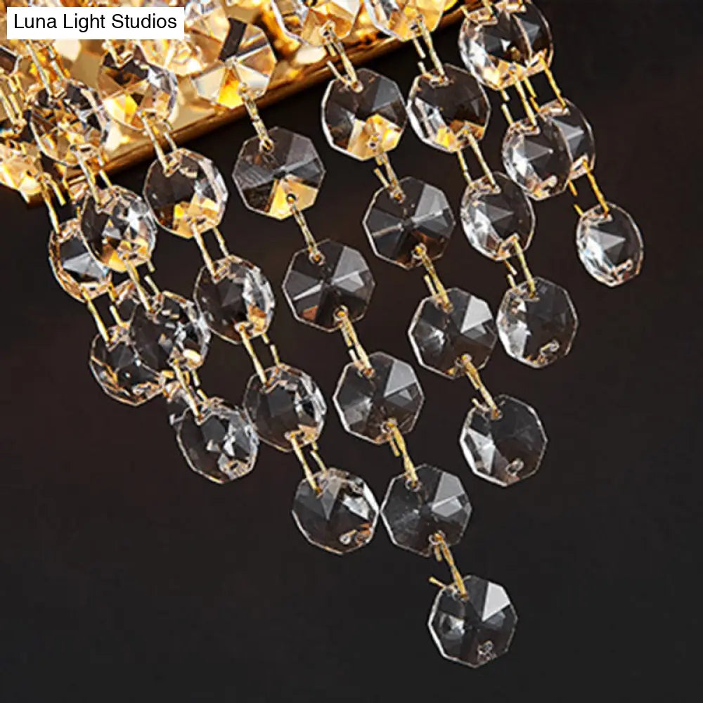 DecorBites™ Modern Beaded Crystal Wall Sconce with 2 Smoky Grey Lights for Living Room