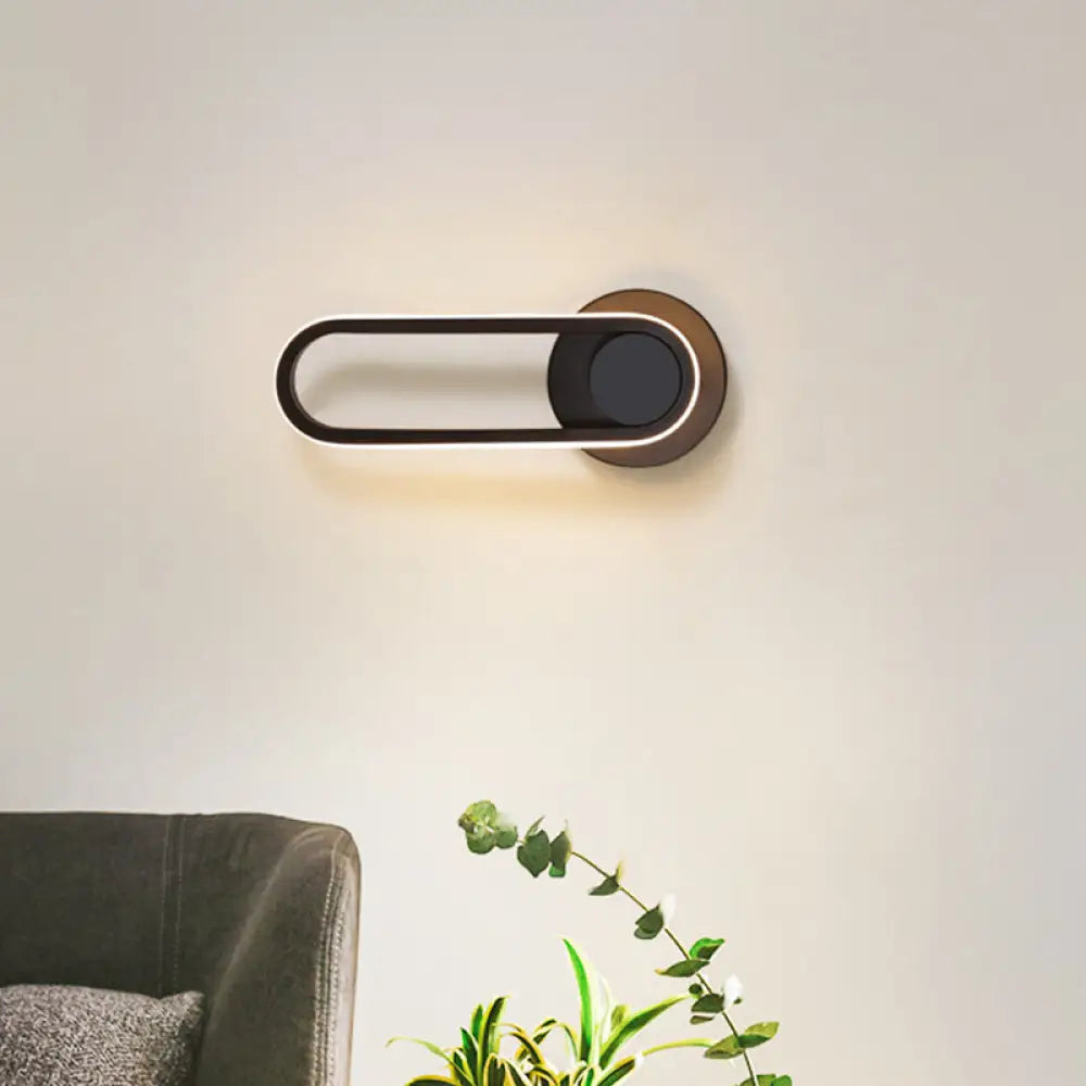 DecorBites™ Modern Bedside LED Sconce Lamp - Simple Black/White Wall Light with Aluminum Frame, Oval Design, Warm/White Light