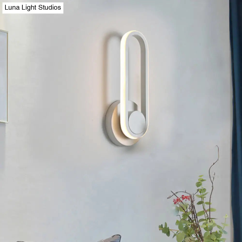 DecorBites™ Modern Bedside LED Sconce Lamp - Simple Black/White Wall Light with Aluminum Frame, Oval Design, Warm/White Light