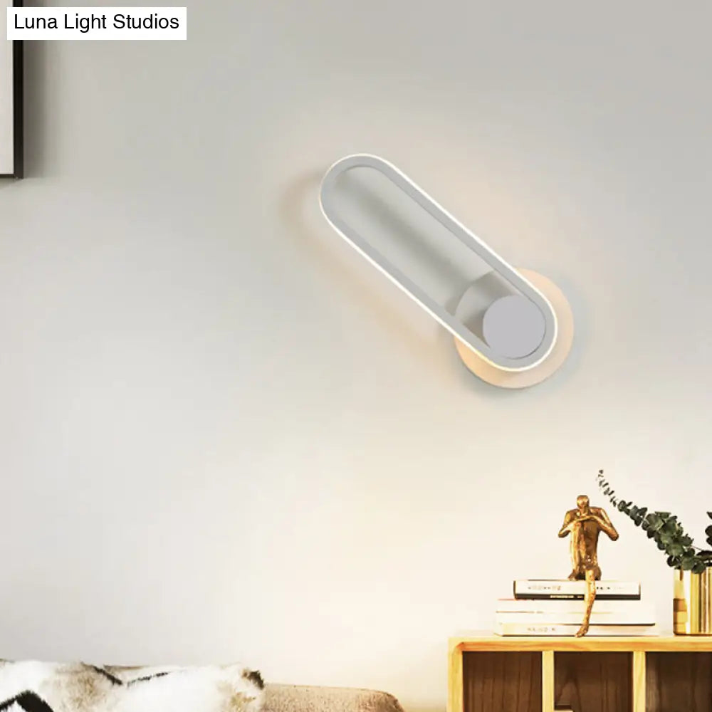 DecorBites™ Modern Bedside LED Sconce Lamp - Simple Black/White Wall Light with Aluminum Frame, Oval Design, Warm/White Light