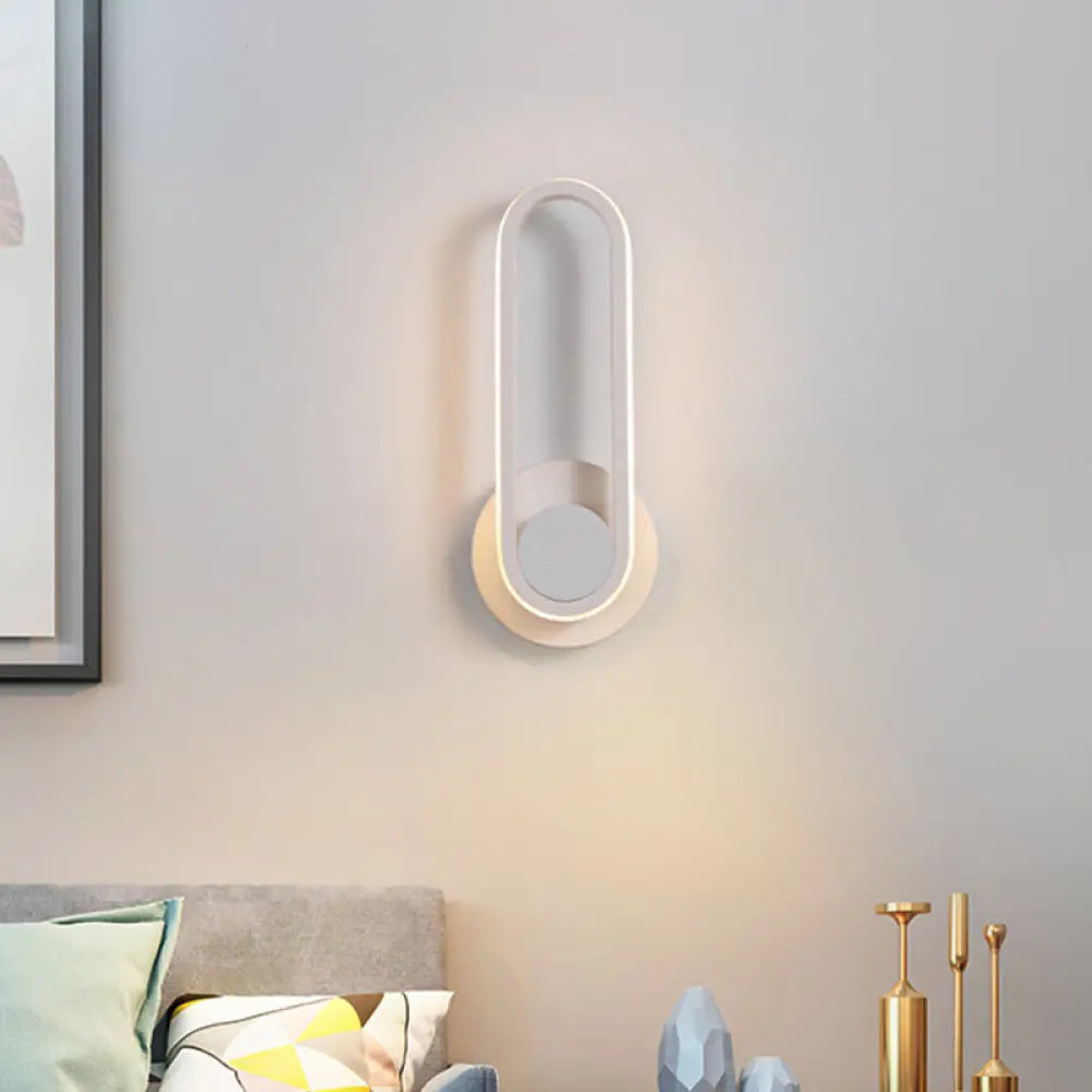 DecorBites™ Modern Bedside LED Sconce Lamp - Simple Black/White Wall Light with Aluminum Frame, Oval Design, Warm/White Light