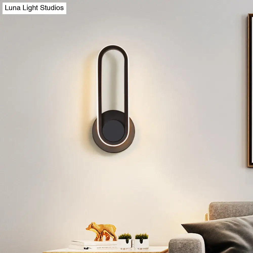 DecorBites™ Modern Bedside LED Sconce Lamp - Simple Black/White Wall Light with Aluminum Frame, Oval Design, Warm/White Light