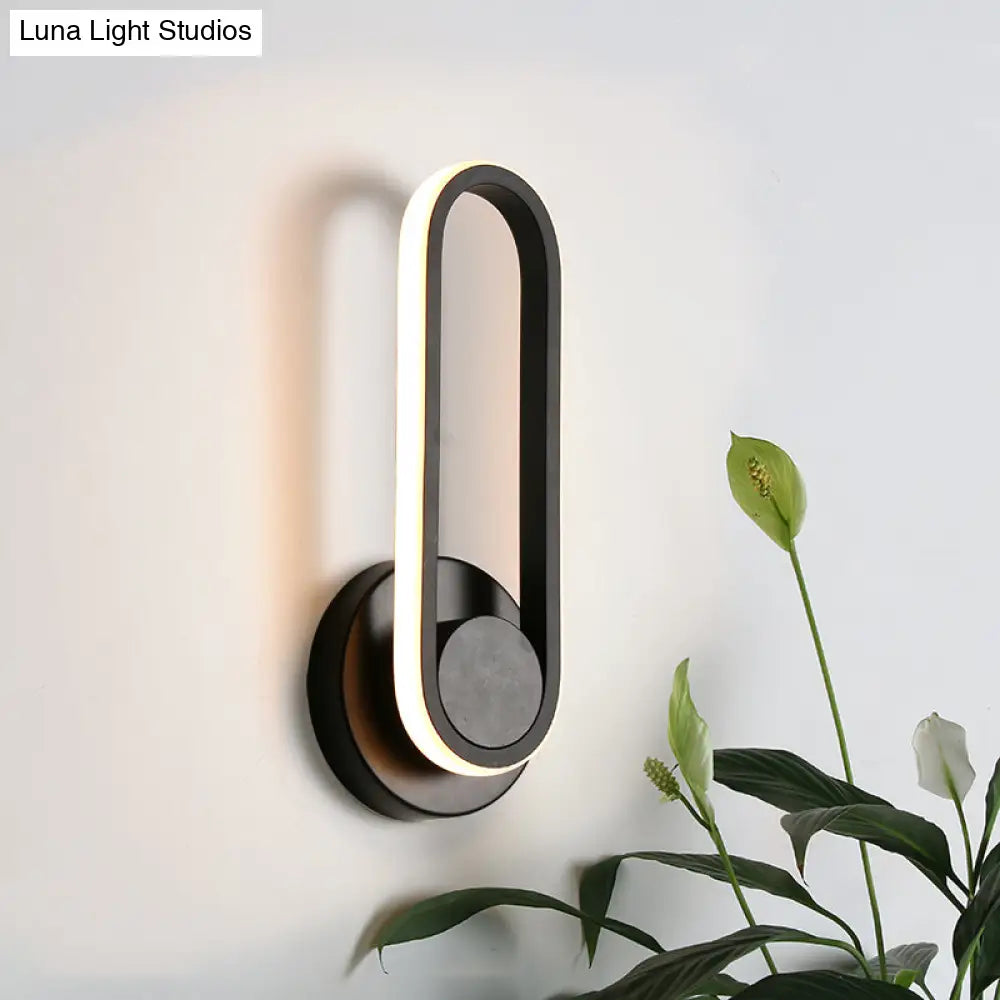 DecorBites™ Modern Bedside LED Sconce Lamp - Simple Black/White Wall Light with Aluminum Frame, Oval Design, Warm/White Light