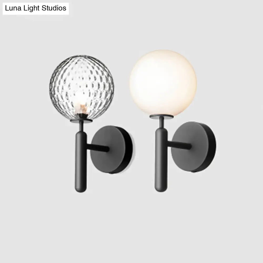 DecorBites™ Modern Bedside Wall Lamp - Simple Black Light Fixture with Glass Shade