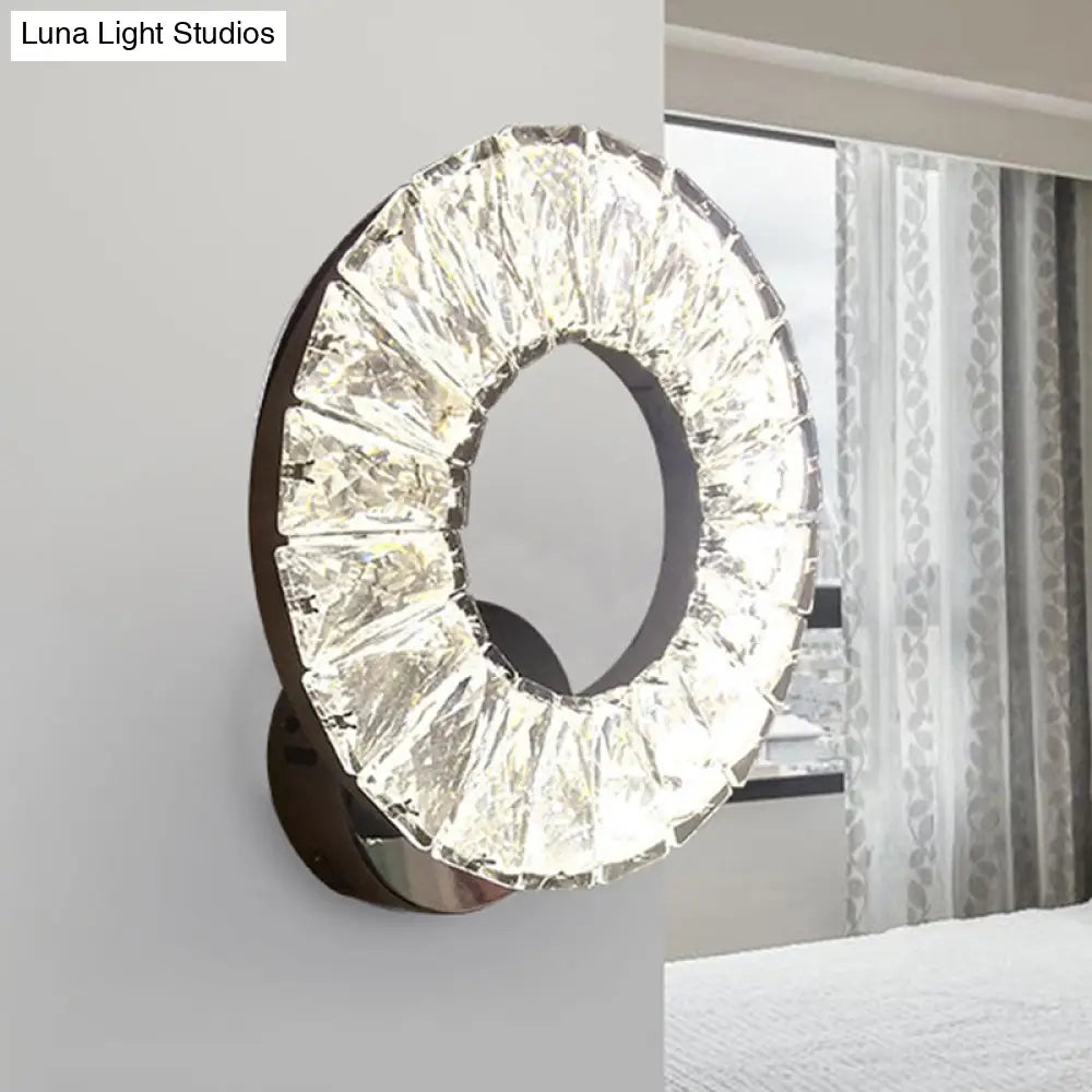 DecorBites™ Modern Beveled Crystal Chrome LED Wall Sconce Light