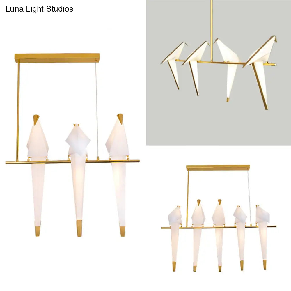 DecorBites™ Modern Bird-Shaped Island Pendant Light: 3/4/5 Golden Hanging Lights for Bedroom