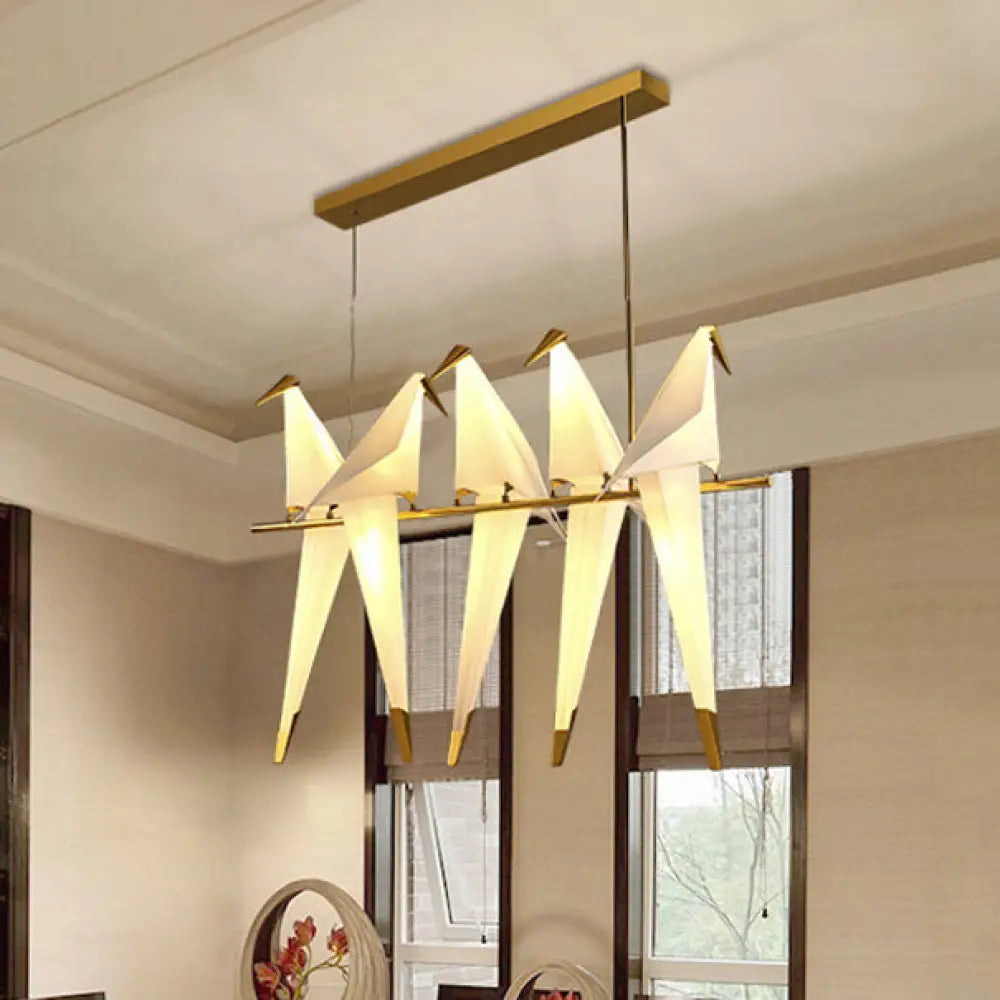 DecorBites™ Modern Bird-Shaped Island Pendant Light: 3/4/5 Golden Hanging Lights for Bedroom