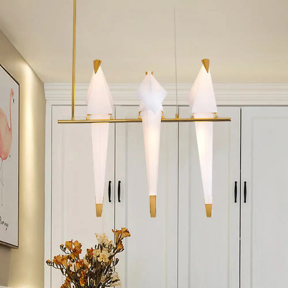 DecorBites™ Modern Bird-Shaped Island Pendant Light: 3/4/5 Golden Hanging Lights for Bedroom