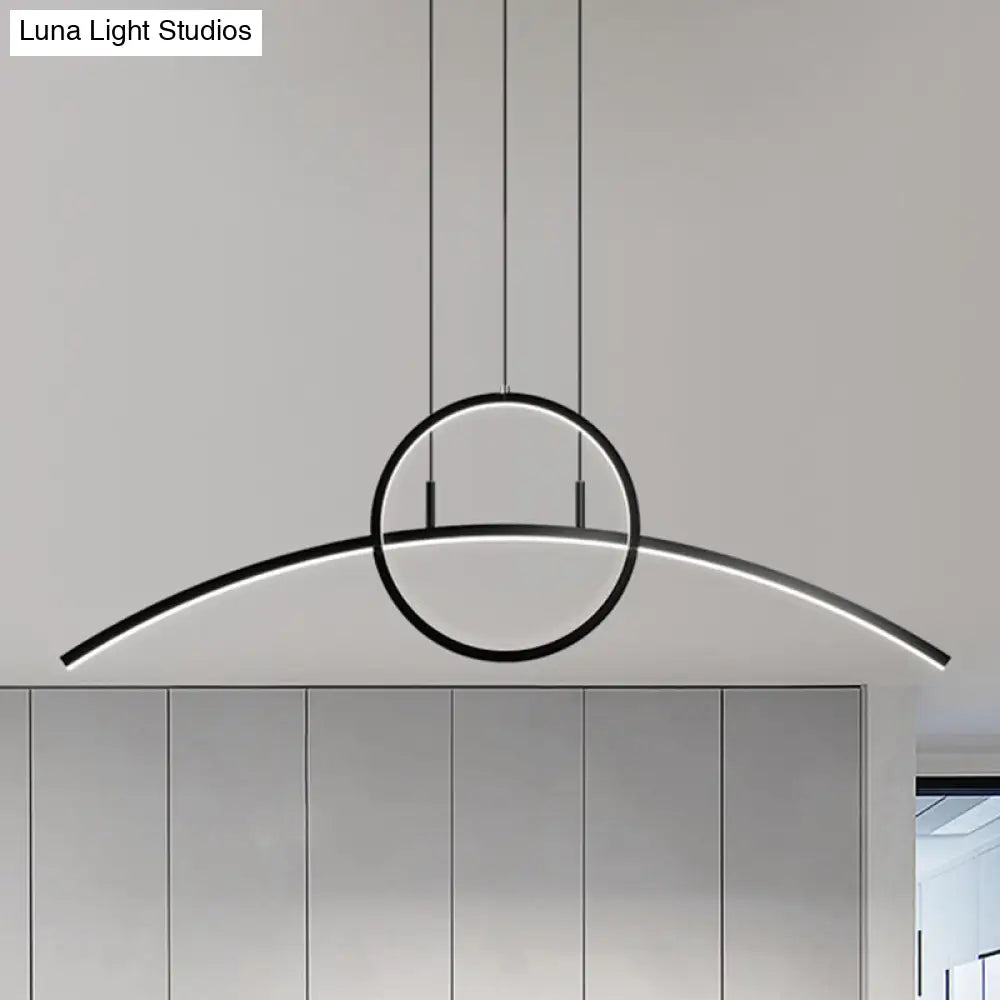DecorBites™ Modern Black Aluminum Arch Chandelier: LED Island Lamp with Ringed Design