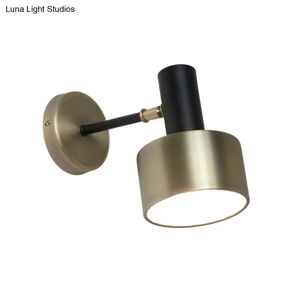 DecorBites™ Modern Black and Gold Cylinder Sconce: Metal Wall Lighting Fixture for Living Room