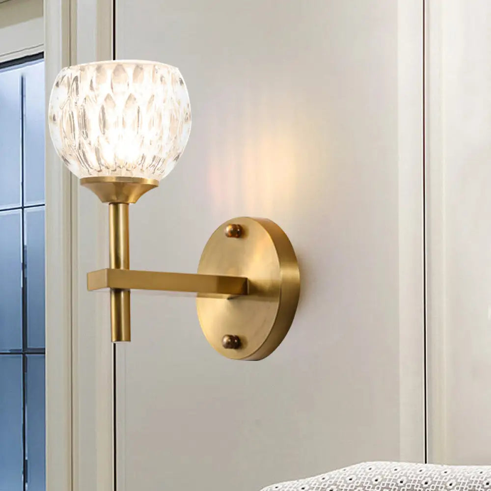 DecorBites™ Modern Black and Gold Wall Light with Clear Dimpled Glass for Living Room