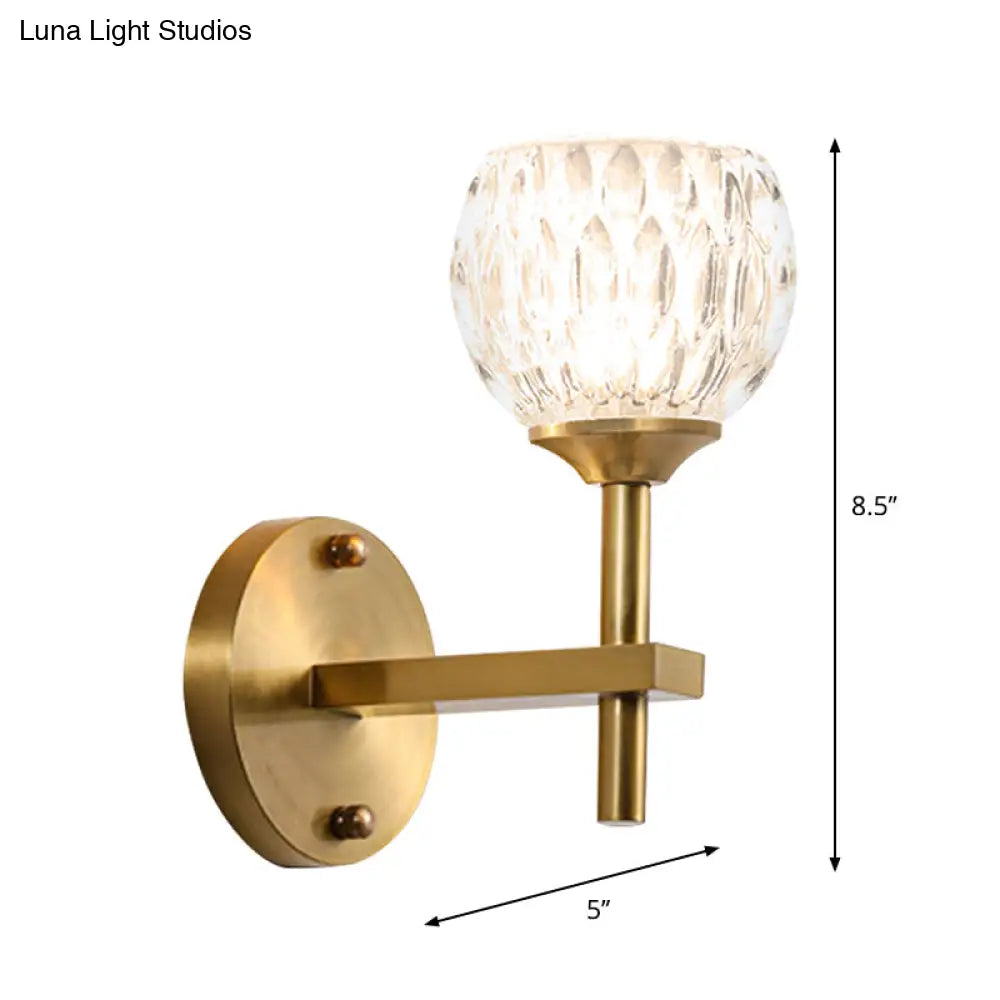 DecorBites™ Modern Black and Gold Wall Light with Clear Dimpled Glass for Living Room