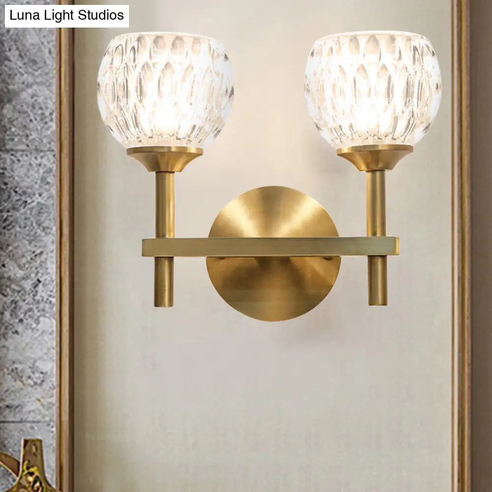 DecorBites™ Modern Black and Gold Wall Light with Clear Dimpled Glass for Living Room