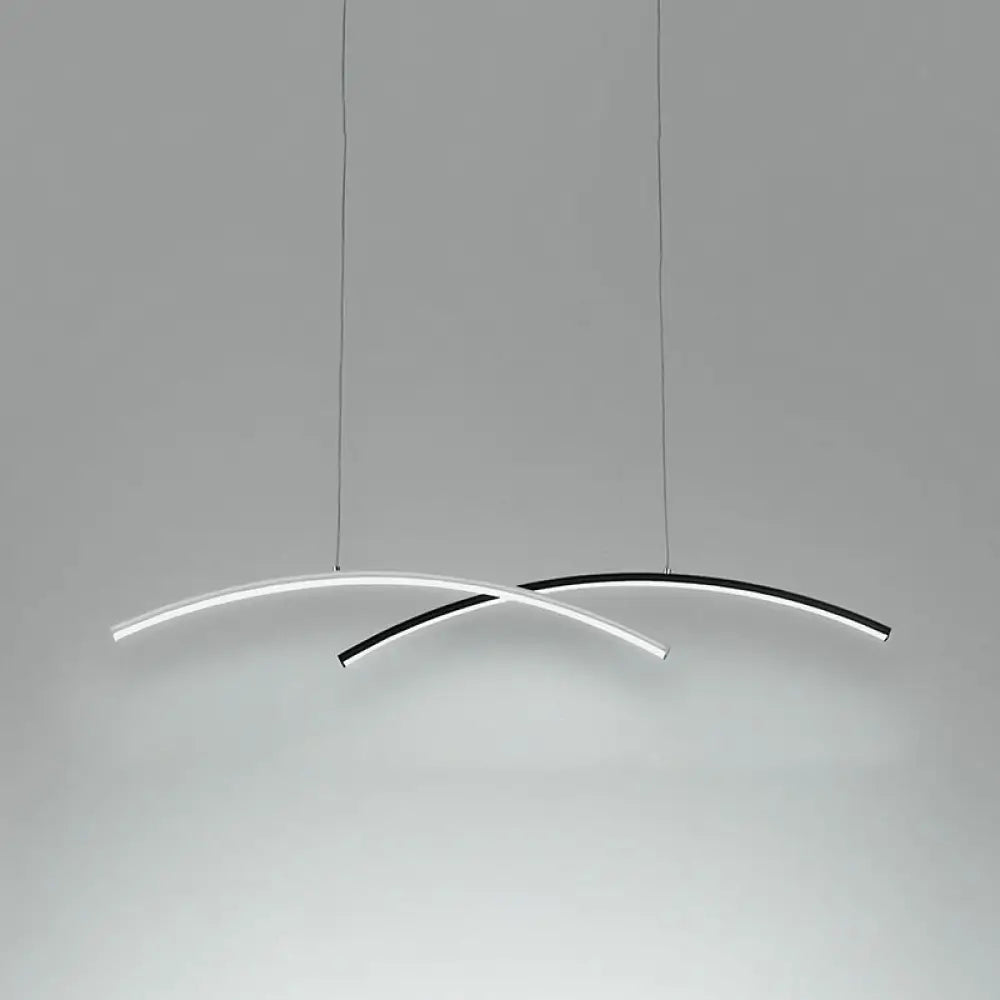 DecorBites™ Modern Black and White Arc Ceiling LED Island Light for Living Room