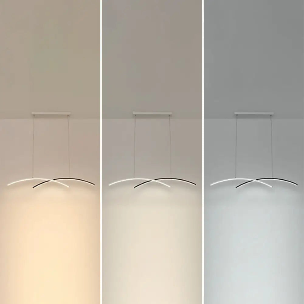 DecorBites™ Modern Black and White Arc Ceiling LED Island Light for Living Room
