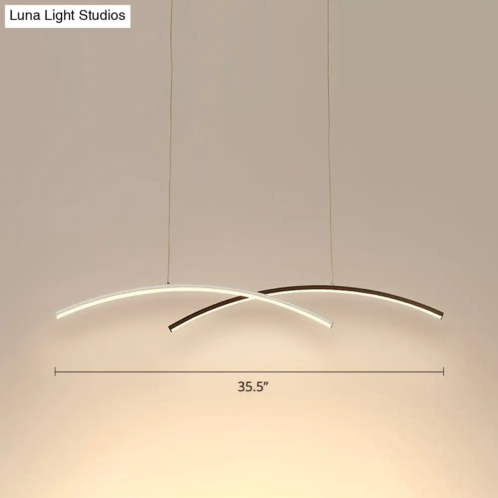 DecorBites™ Modern Black and White Arc Ceiling LED Island Light for Living Room