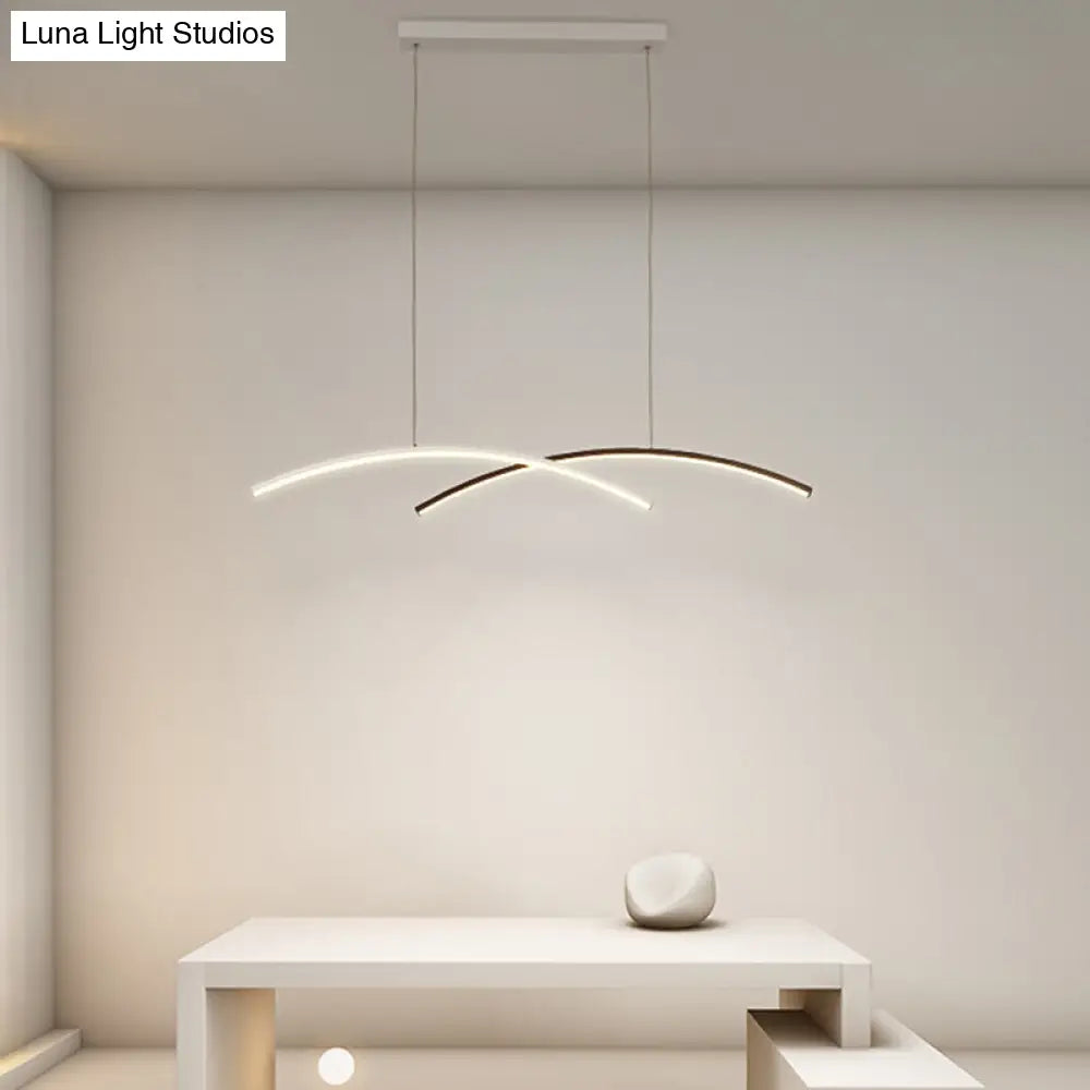 DecorBites™ Modern Black and White Arc Ceiling LED Island Light for Living Room