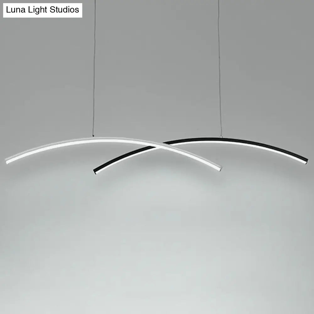 DecorBites™ Modern Black and White Arc Ceiling LED Island Light for Living Room