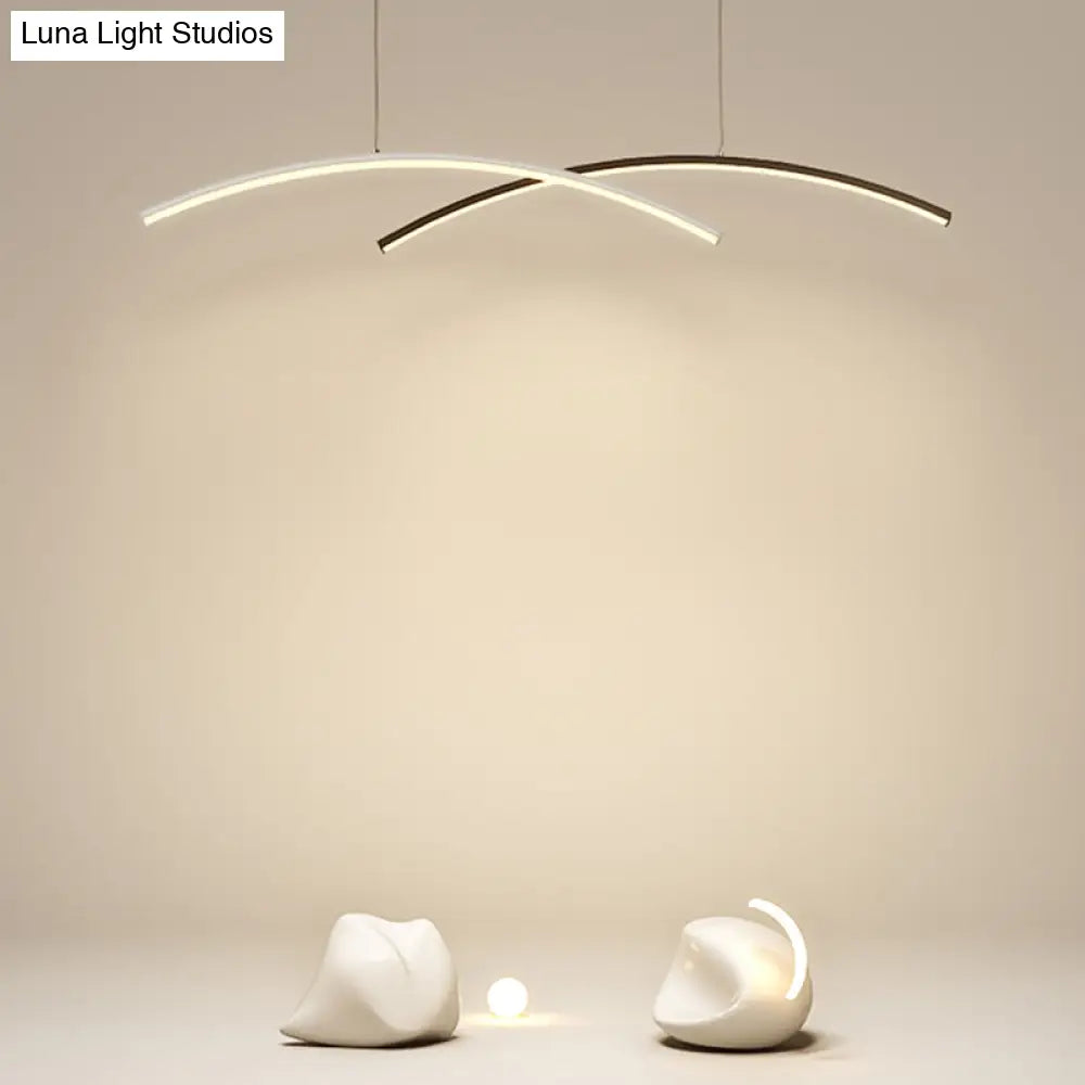 DecorBites™ Modern Black and White Arc Ceiling LED Island Light for Living Room