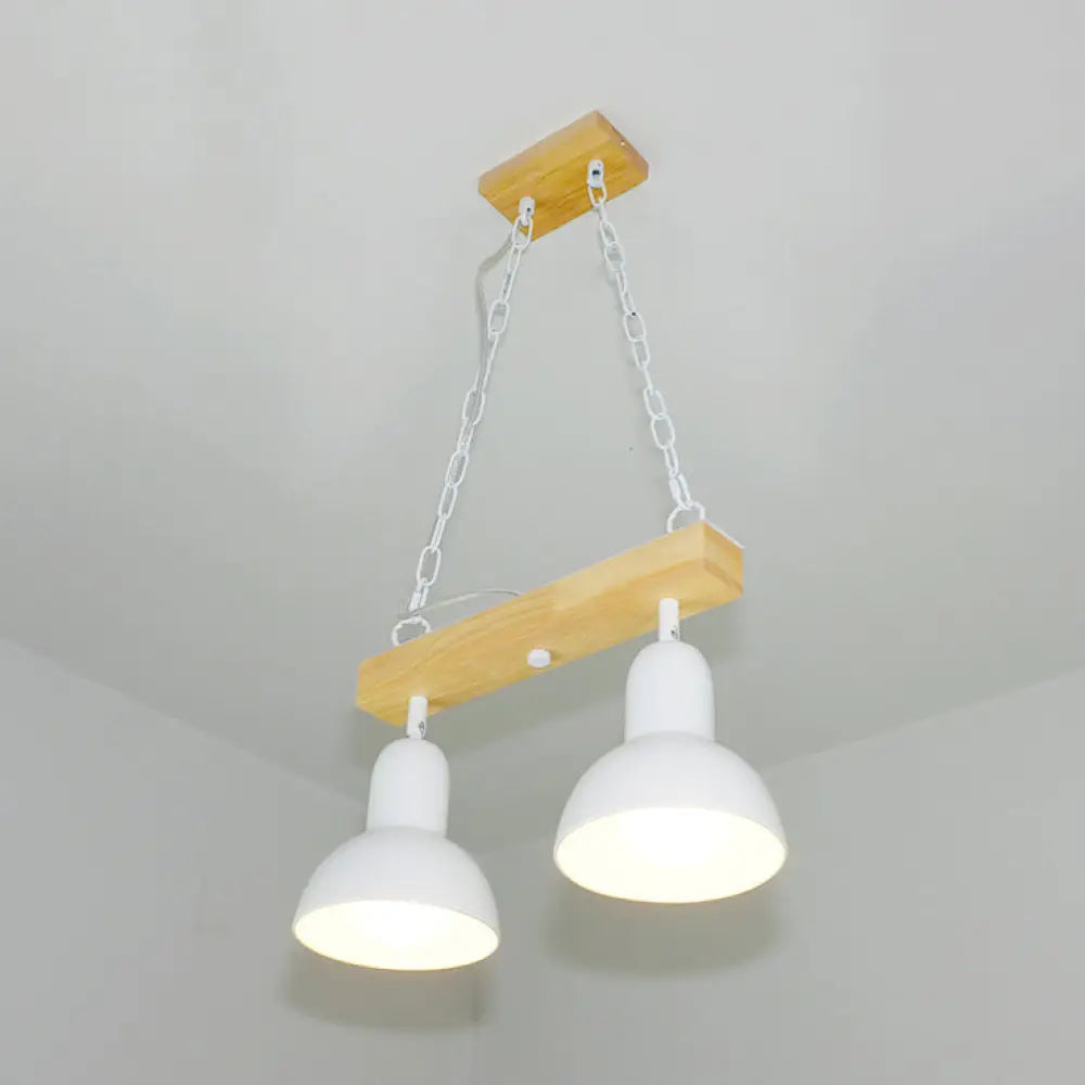 DecorBites™ Modern Black and White Island Chandelier with Wooden Shade for Dining Table - 2/3 Lights