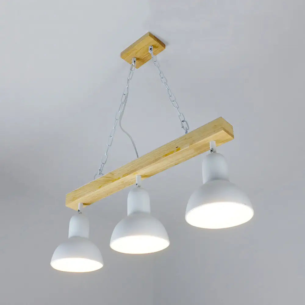DecorBites™ Modern Black and White Island Chandelier with Wooden Shade for Dining Table - 2/3 Lights
