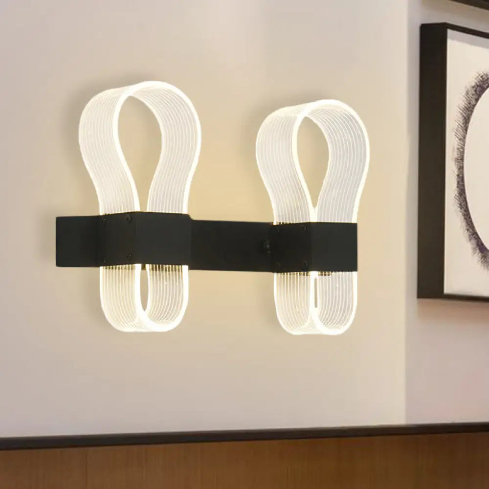 DecorBites™ Modern Black Arc Ring Sconce Lighting with 2 Heads - LED Wall Lamp in Warm/White Light