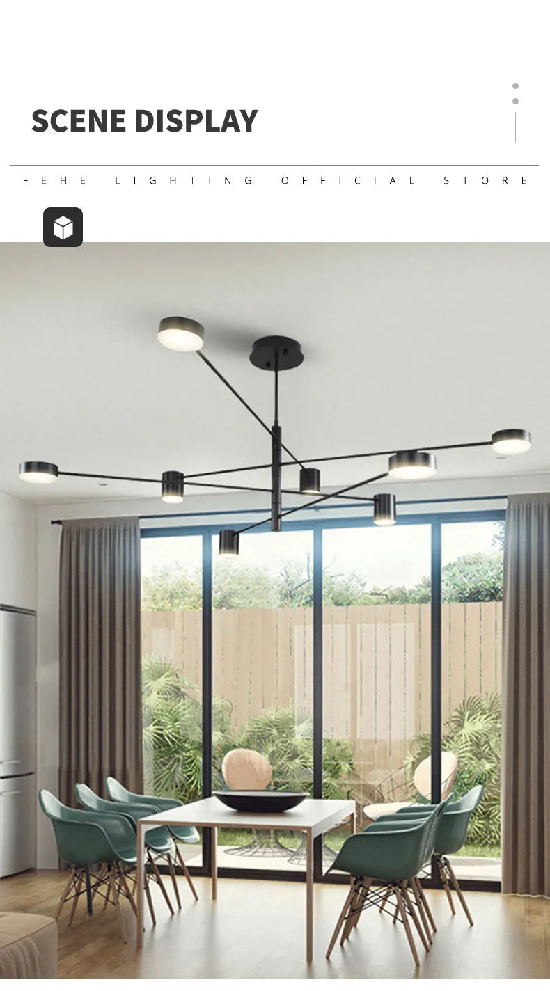 DecorBites™ Modern Black Chandelier: Nordic Style Home Lighting