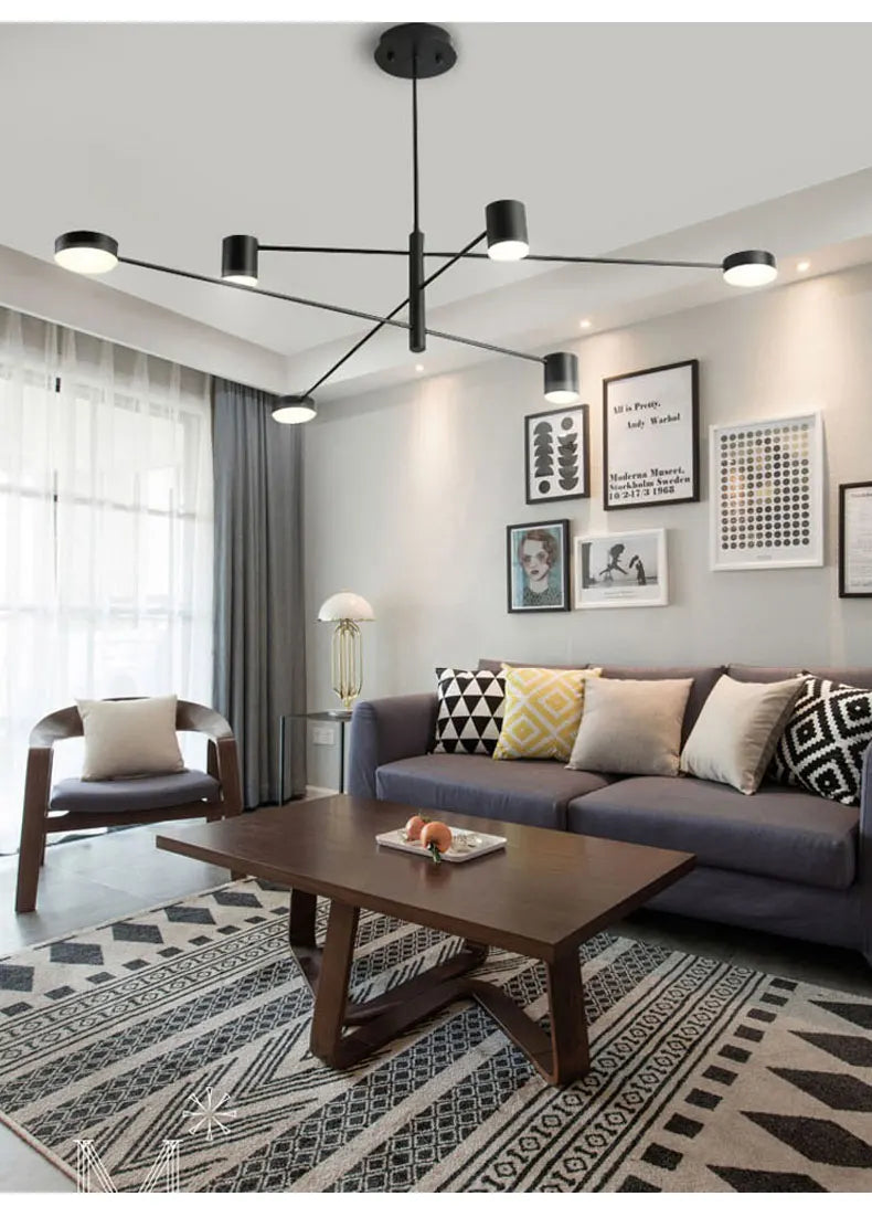 DecorBites™ Modern Black Chandelier: Nordic Style Home Lighting