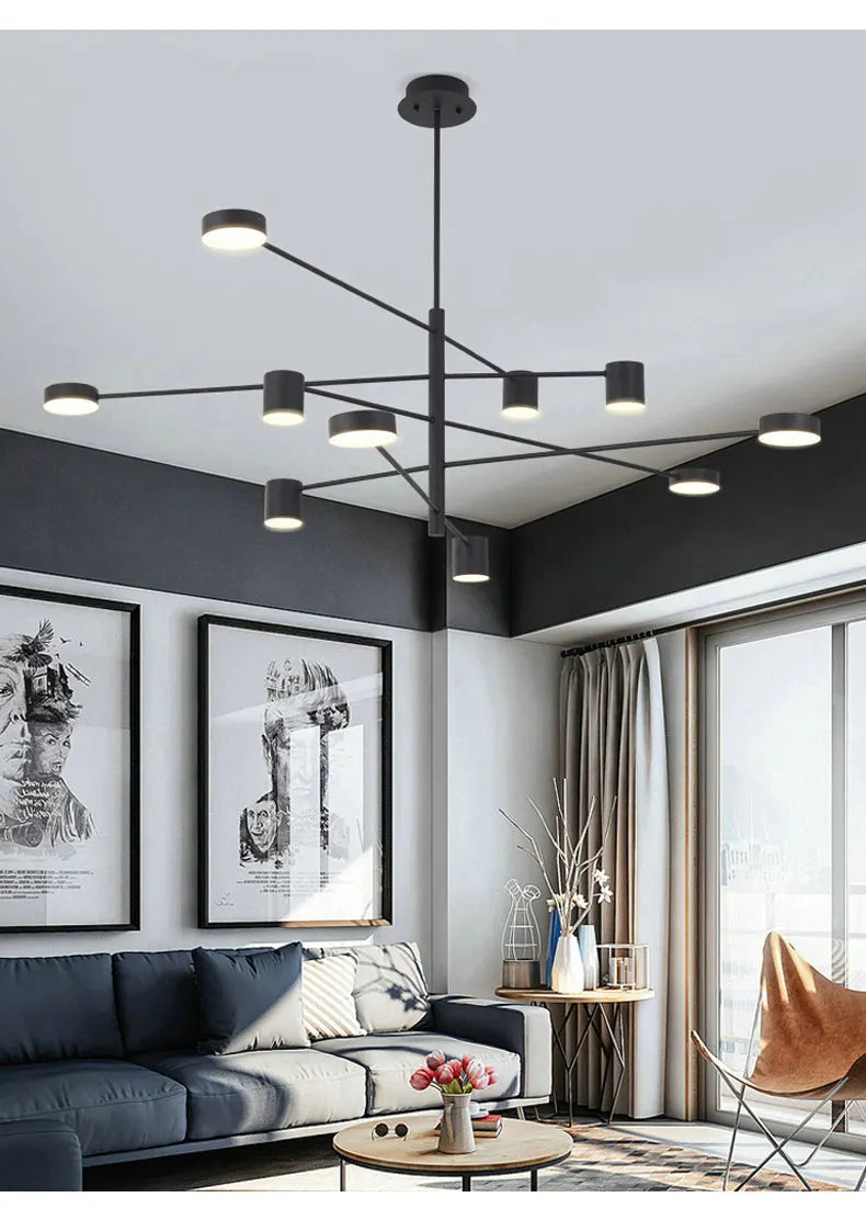 DecorBites™ Modern Black Chandelier: Nordic Style Home Lighting