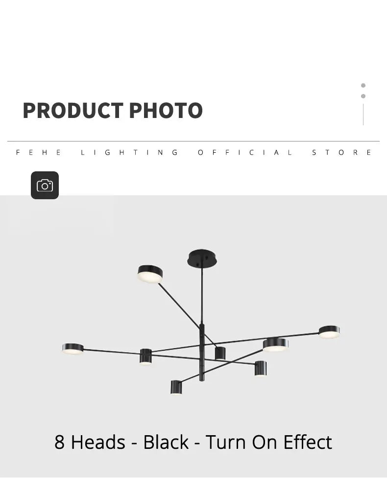 DecorBites™ Modern Black Chandelier: Nordic Style Home Lighting