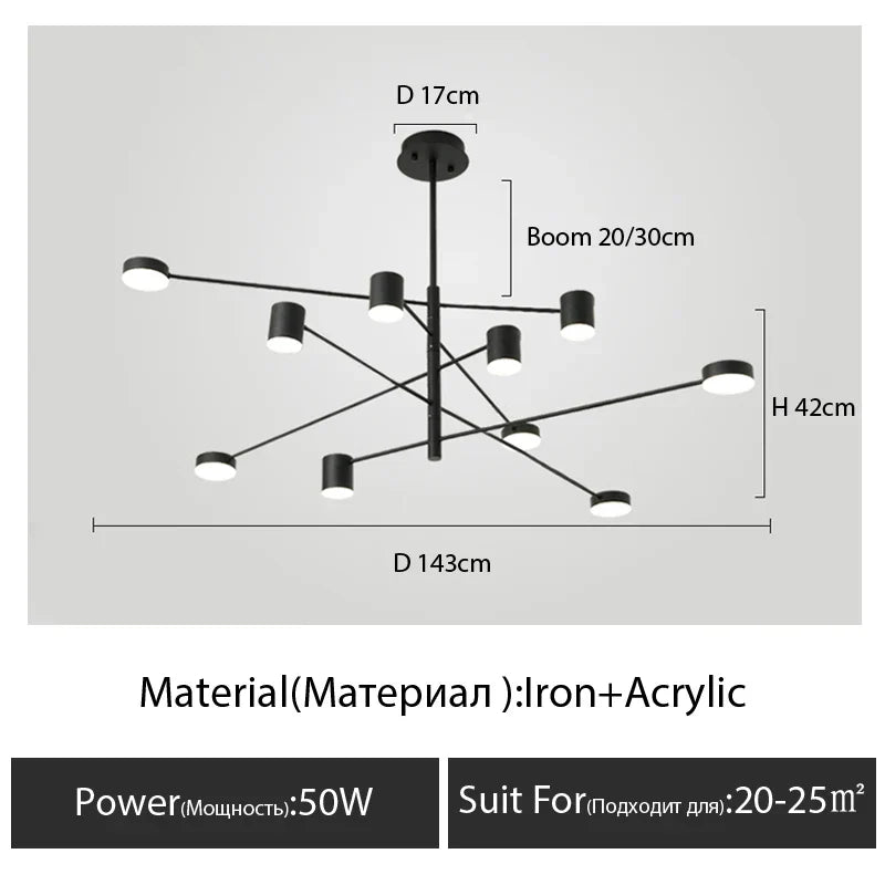 DecorBites™ Modern Black Chandelier: Nordic Style Home Lighting