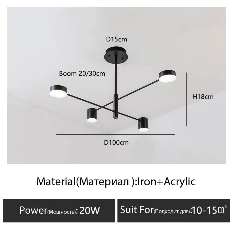 DecorBites™ Modern Black Chandelier: Nordic Style Home Lighting